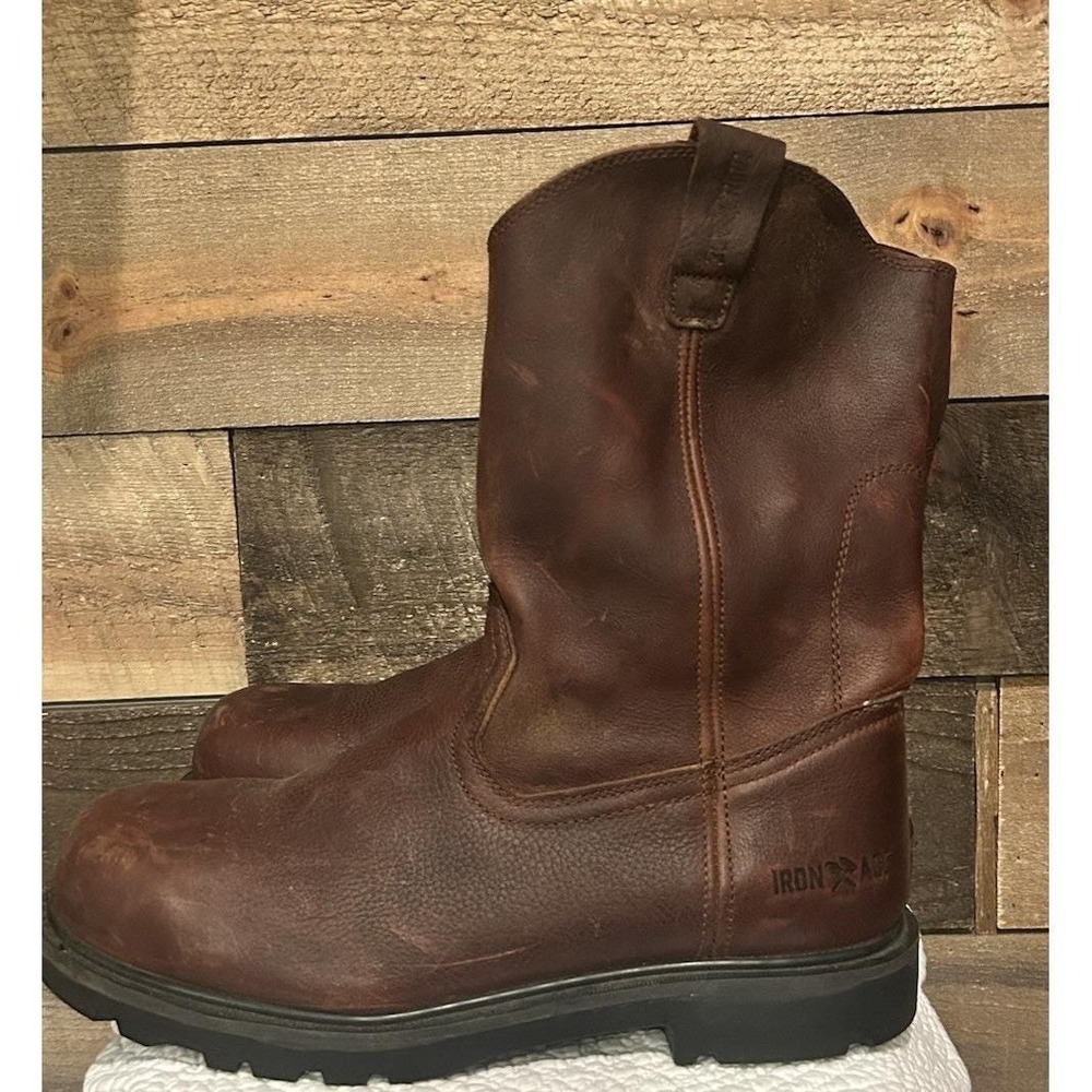 IRON‎ AGE IA0194 Wellington Boot Sz 13 W Brown Composite Toe Yarder